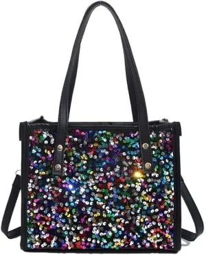 Sequin Shoulder Tote Bag, Sparkly Purse Tote Bags for Women, Shiny Hobo Bag for Party, Wedding, Traveling