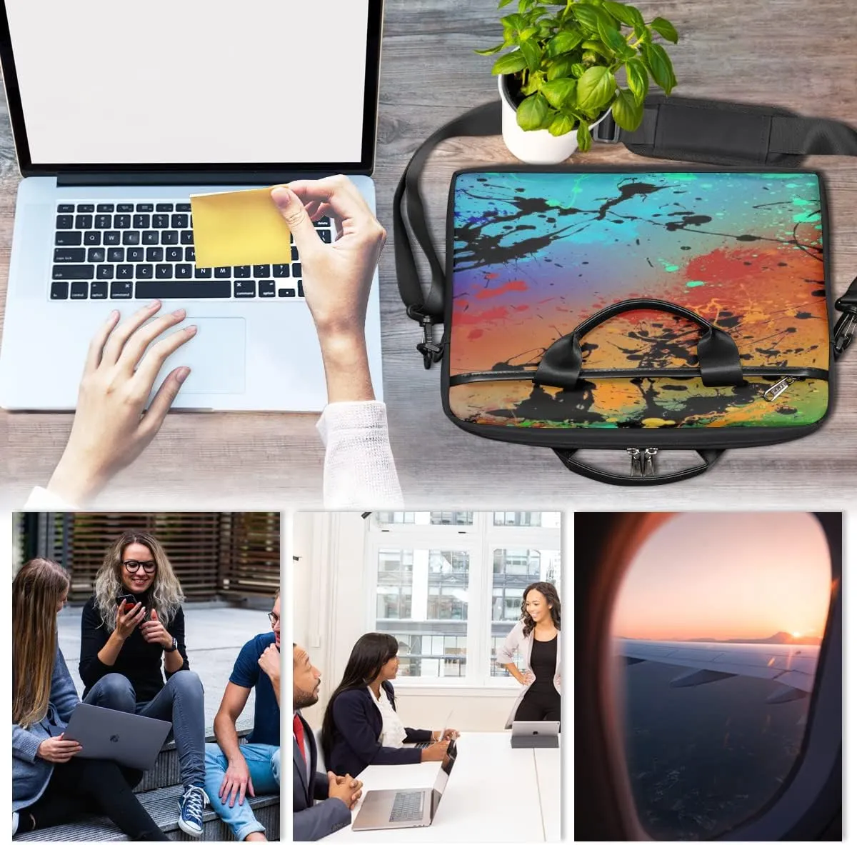 Shark Dark Blue Laptop Shoulder Messenger Bag Waterproof Laptop Briefcase with Handle and Padded Strap Case Sleeve