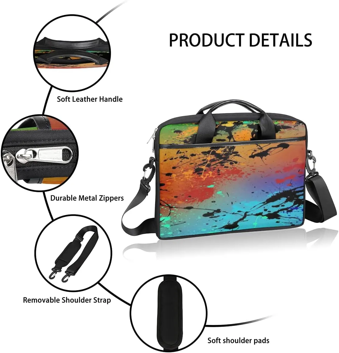 Shark Dark Blue Laptop Shoulder Messenger Bag Waterproof Laptop Briefcase with Handle and Padded Strap Case Sleeve