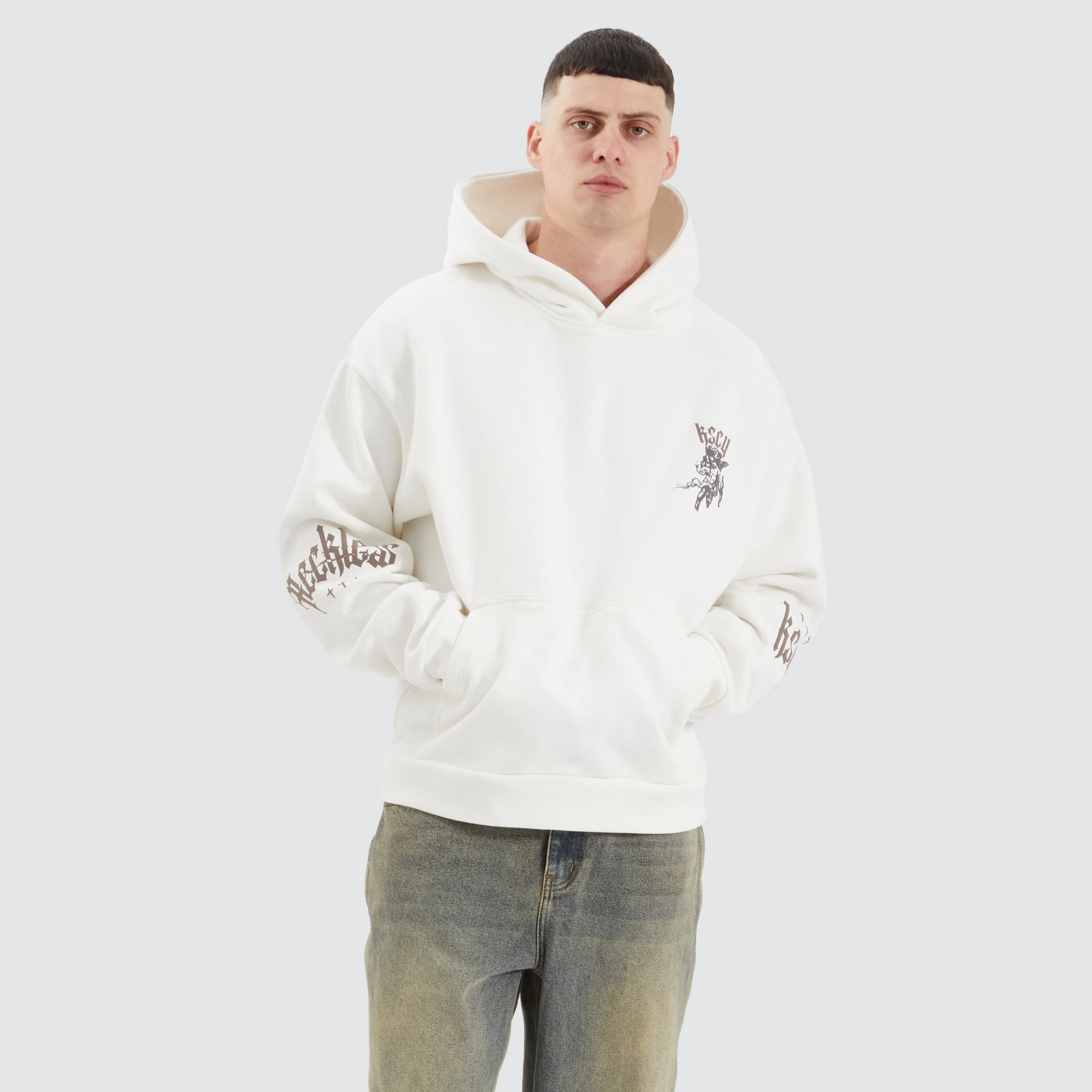 Shield Oversized Hoodie Natural White