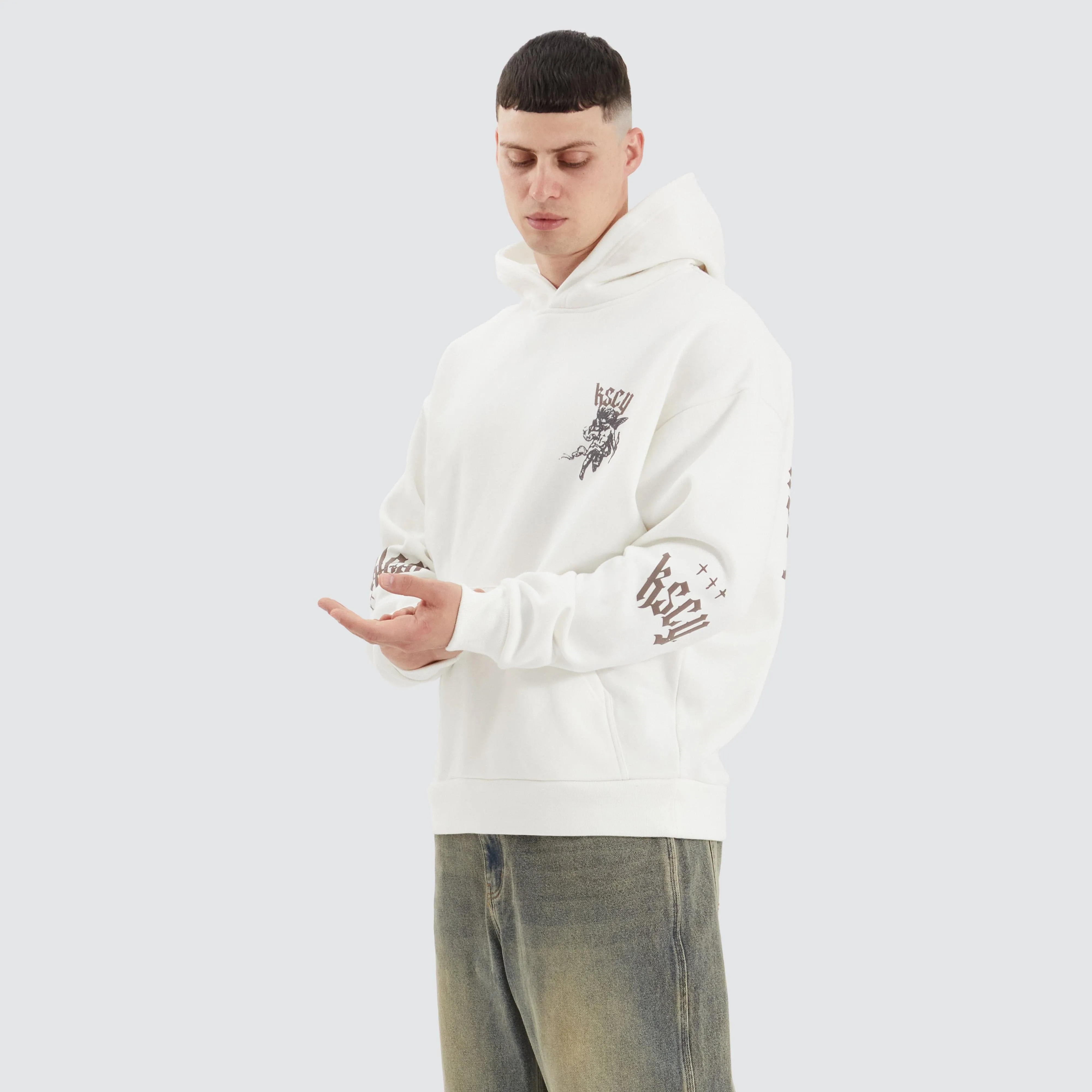 Shield Oversized Hoodie Natural White