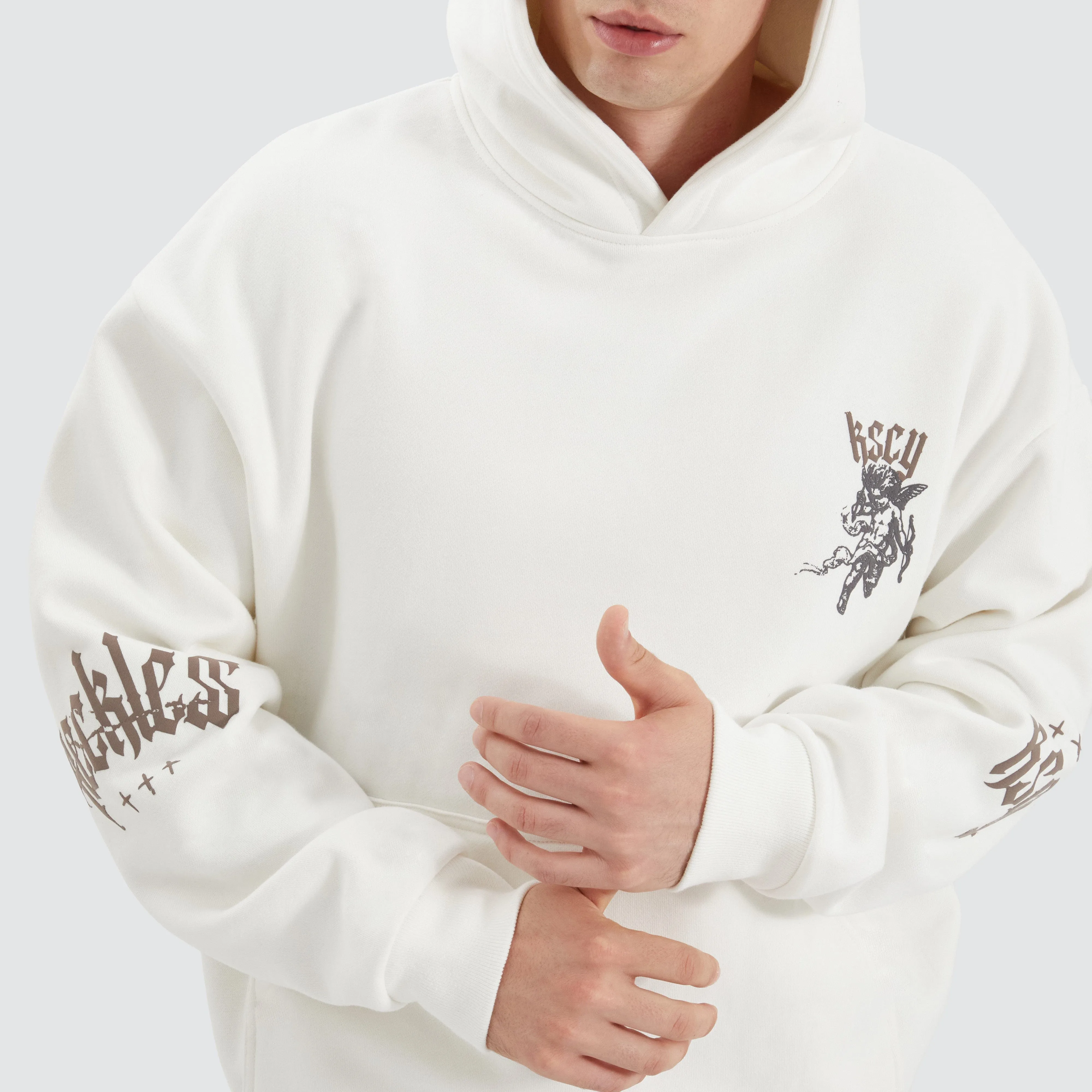 Shield Oversized Hoodie Natural White