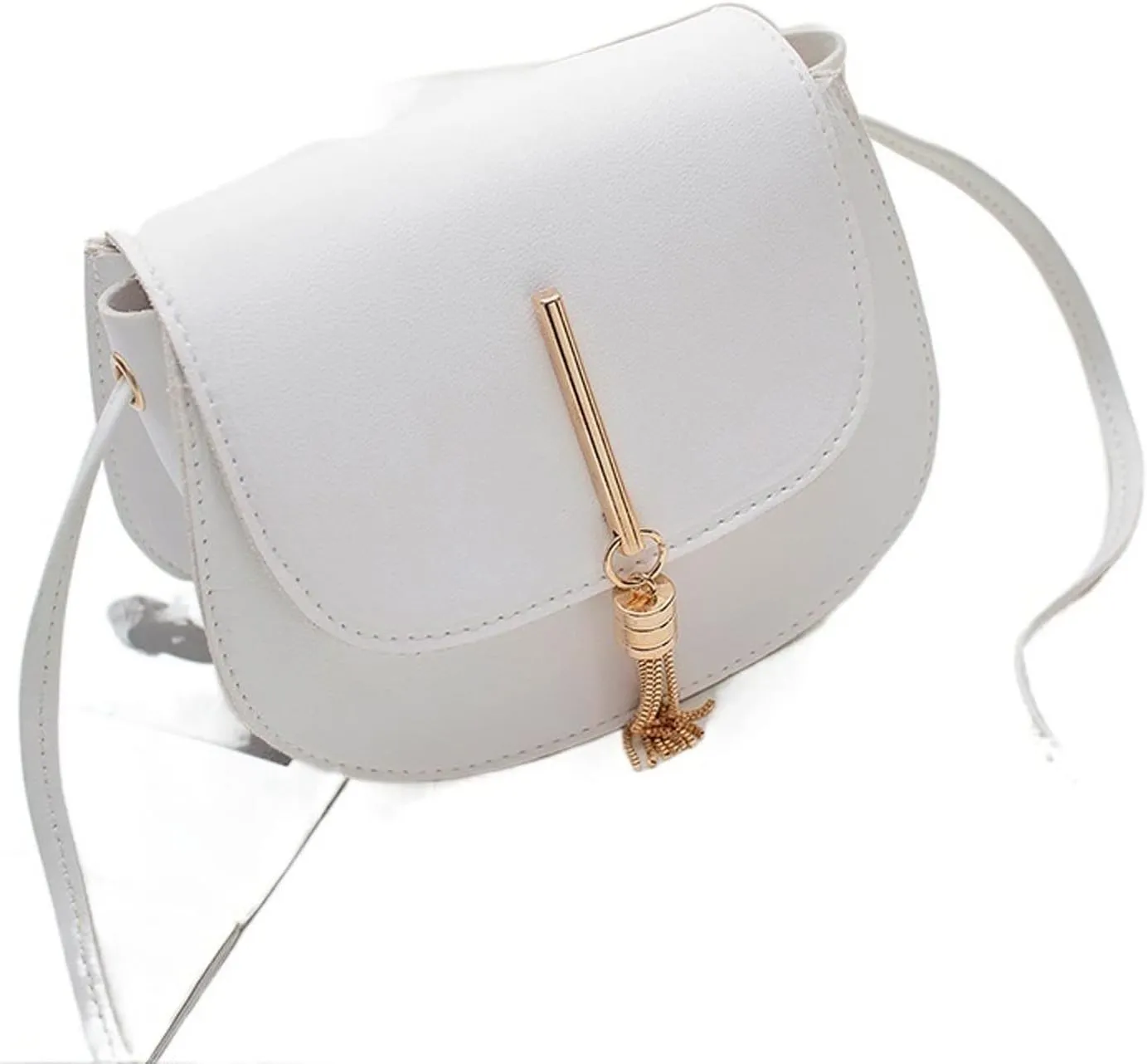 Shoulder Bags Women's Bags Metal Tassel One-Shoulder Saddle Bag Casual Mobile Phone Bag Gift Bag in Stock Bags for Women(White)