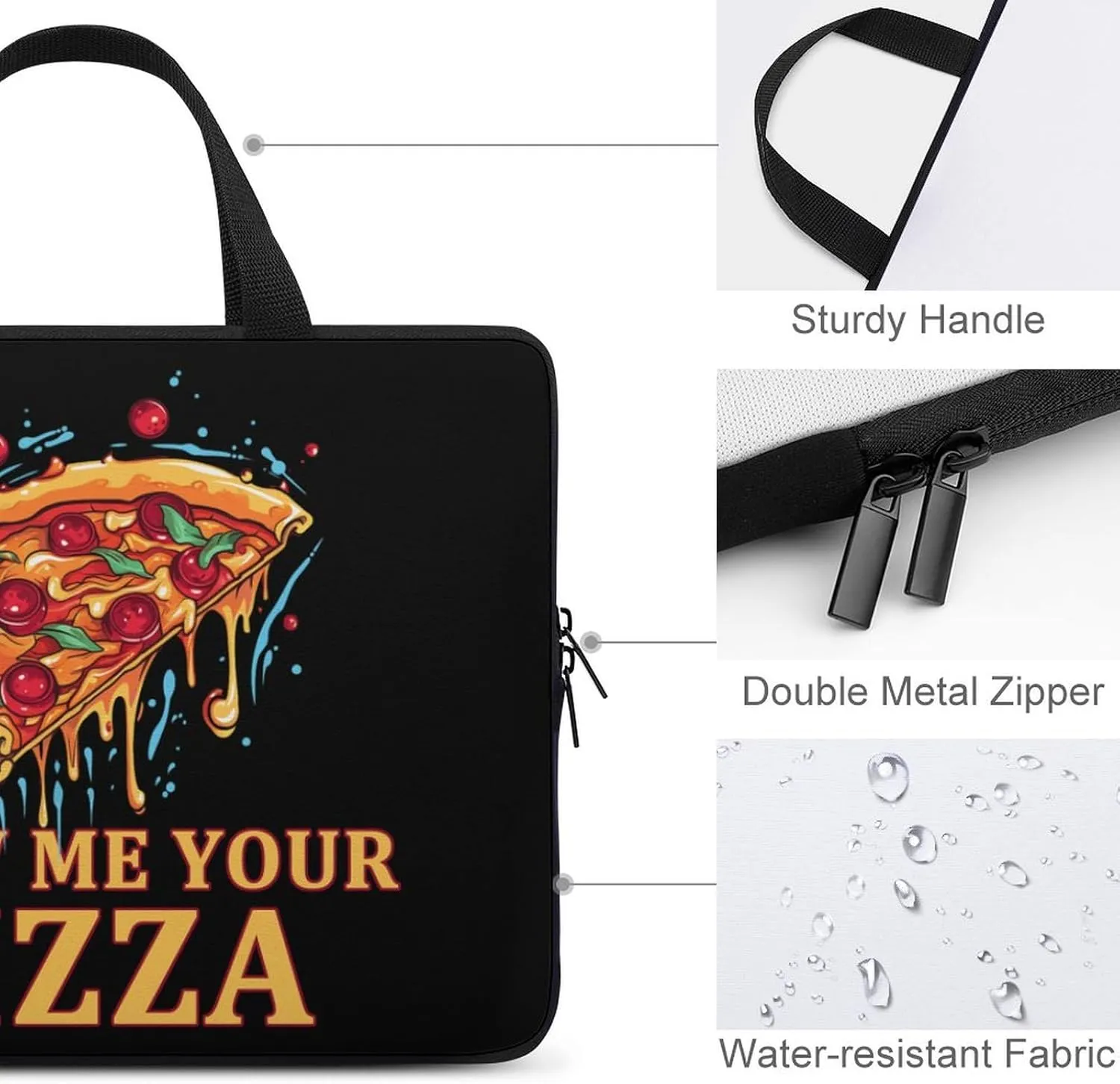 Show Me Your Pizza Laptop Bag Carrying Case Computer Protective Sleeve Case Briefcase for Men Women