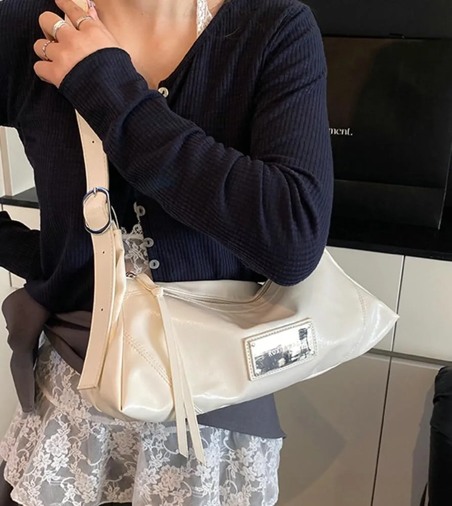 Simple Sling Shoulder Purse for Women Soft Vegan Leather Cross Body Bags with Adjustable Strap Casual Underarm Bags