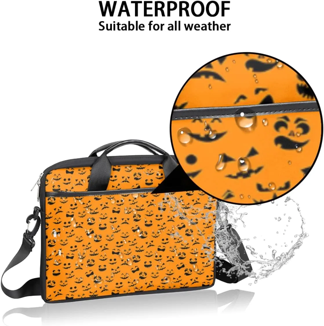 Skull Floral Printing Laptop Shoulder Messenger Bag Waterproof Laptop Briefcase with Handle and Padded Strap Case Sleeve