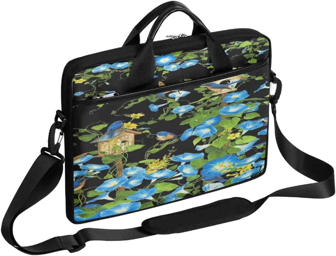 Skull Red Rose Laptop Shoulder Messenger Bag Waterproof Laptop Briefcase with Handle and Padded Strap Case Sleeve