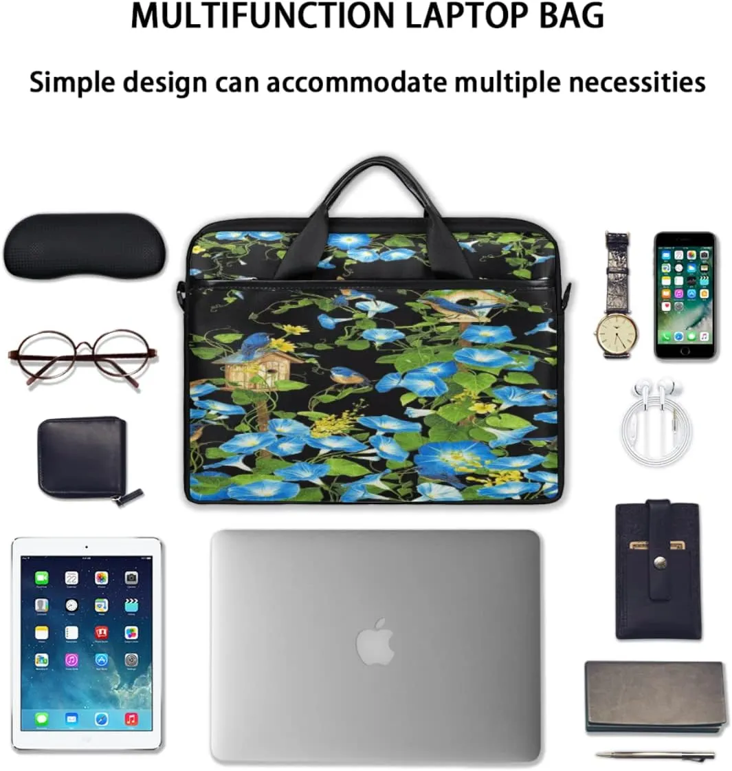 Skull Red Rose Laptop Shoulder Messenger Bag Waterproof Laptop Briefcase with Handle and Padded Strap Case Sleeve