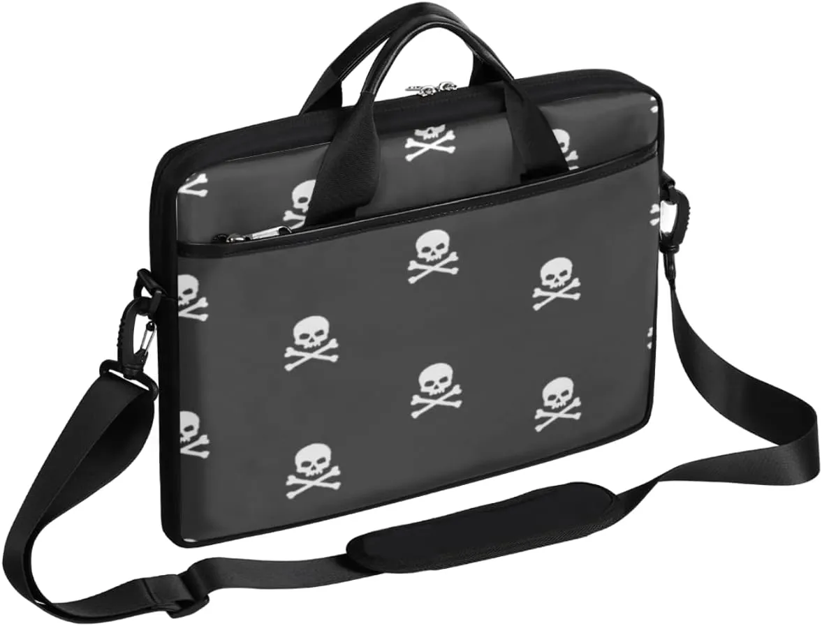Skull Skeleton Pattern Laptop Shoulder Messenger Bag Waterproof Laptop Briefcase with Handle and Padded Strap Case Sleeve for 13 13.3 14 15.6 Inch Laptop Case