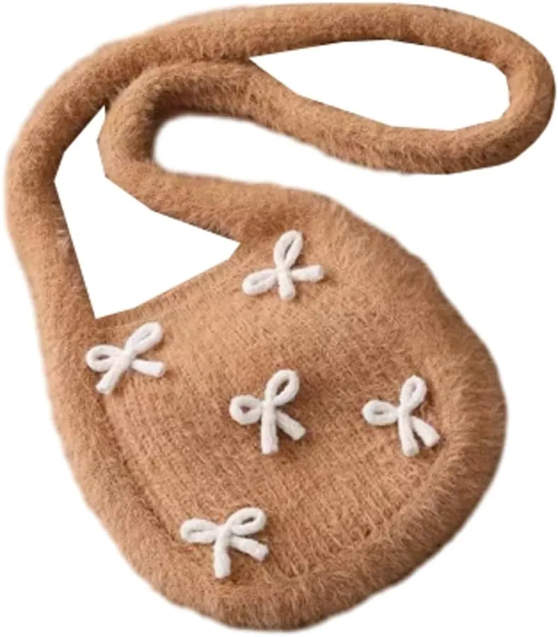 Slouchy Bow-Tie Knit Handbags for Women Casual Tote Bags for Women Woven Shoulder Bag Hobo Bag Satchel Bag Purse