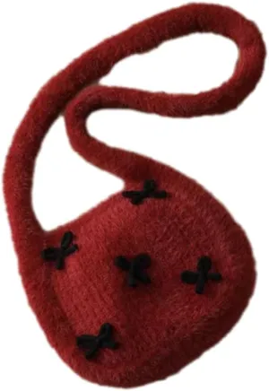 Slouchy Bow-Tie Knit Handbags for Women Casual Tote Bags for Women Woven Shoulder Bag Hobo Bag Satchel Bag Purse