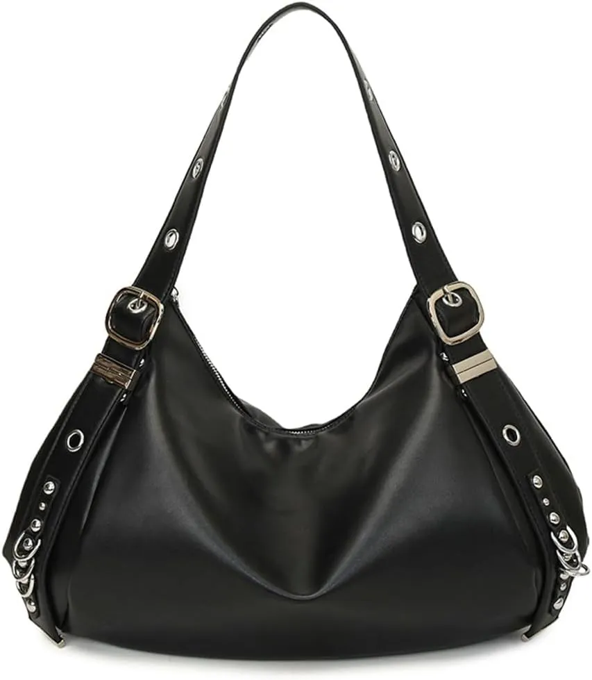Slouchy Crescent Hobo Bags Women Trendy PU Leather Underarm Shoulder Bag Cute Crossbody Purse Top-Handle Tote Handbag
