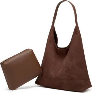 Slouchy Hobo Bags for Women Retro PU Leather Tote Crossbody Bag Soft Large Capacity 2pcs Shoulder Purses Handbags 2025