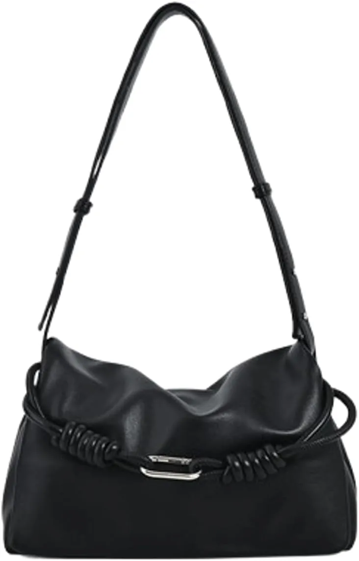 Slouchy PU Leather Cloud Bucket Bag Women Crescent Hobo Bags Crossbody Purse Trendy Shoulder Bag Top-handle Tote Handbag