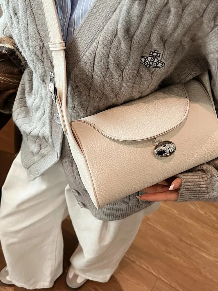 Slouchy PU Leather Crescent Hobo Bags Women Trendy Crossbody Purse Satchels Shoulder Bag Round Top-handle Tote Handbag