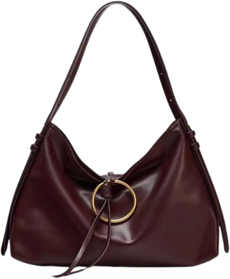 Slouchy PU Leather Crescent Hobo Bags Women Trendy Crossbody Purse Satchels Shoulder Bag Top-handle Travel Tote Handbag