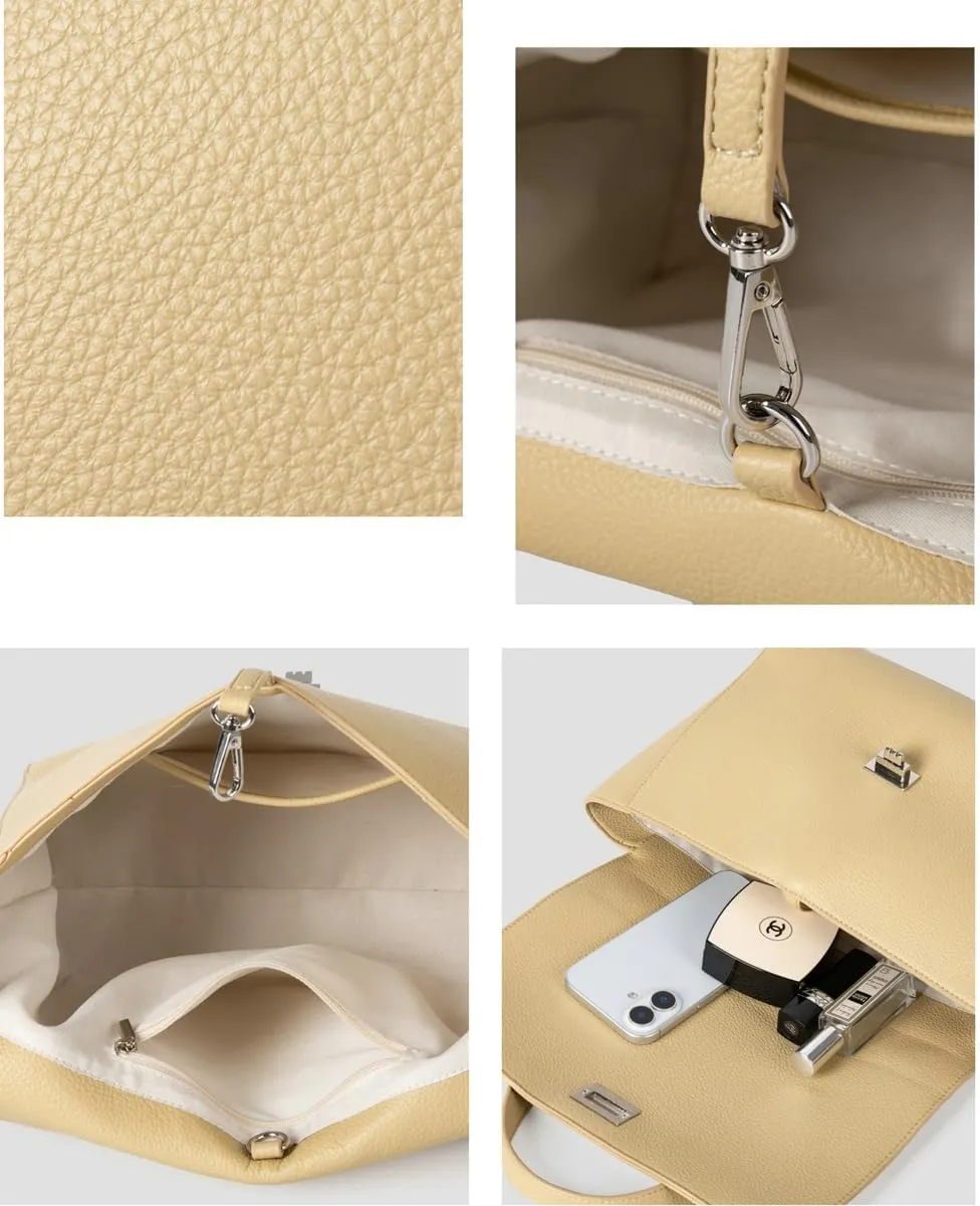 Slouchy PU Leather Crescent Hobo Bags Women Trendy Messenger Crossbody Purse Satchels Shoulder Bag Top-handle Tote Handbag