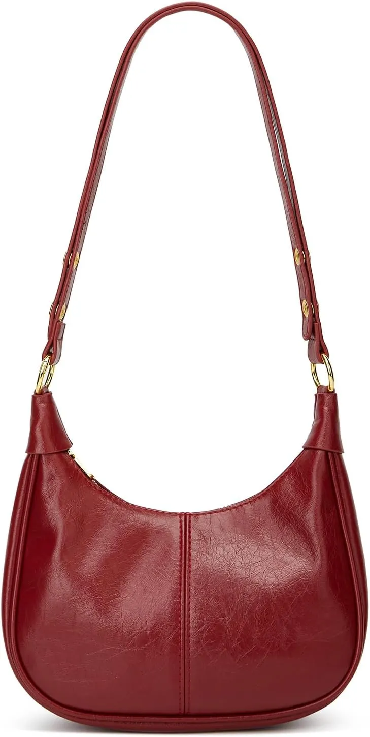 Slouchy PU Leather Crescent Hobo Bags Women Trendy Mini Shoulder Bag Crossbody Phone Purse Top-handle Satchels Tote Handbag