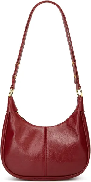 Slouchy PU Leather Crescent Hobo Bags Women Trendy Mini Shoulder Bag Crossbody Phone Purse Top-handle Satchels Tote Handbag