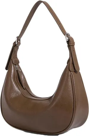 Slouchy PU Leather Crescent Hobo Bags Women Trendy Underarm Crossbody Purse Satchels Shoulder Bag Top-handle Tote Handbag