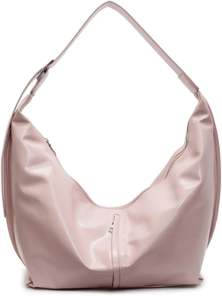 Slouchy PU Leather Crescent Hobo Bags Women Trendy Underarm Shoulder Bag Cute Crossbody Purse Top-Handle Tote Handbag