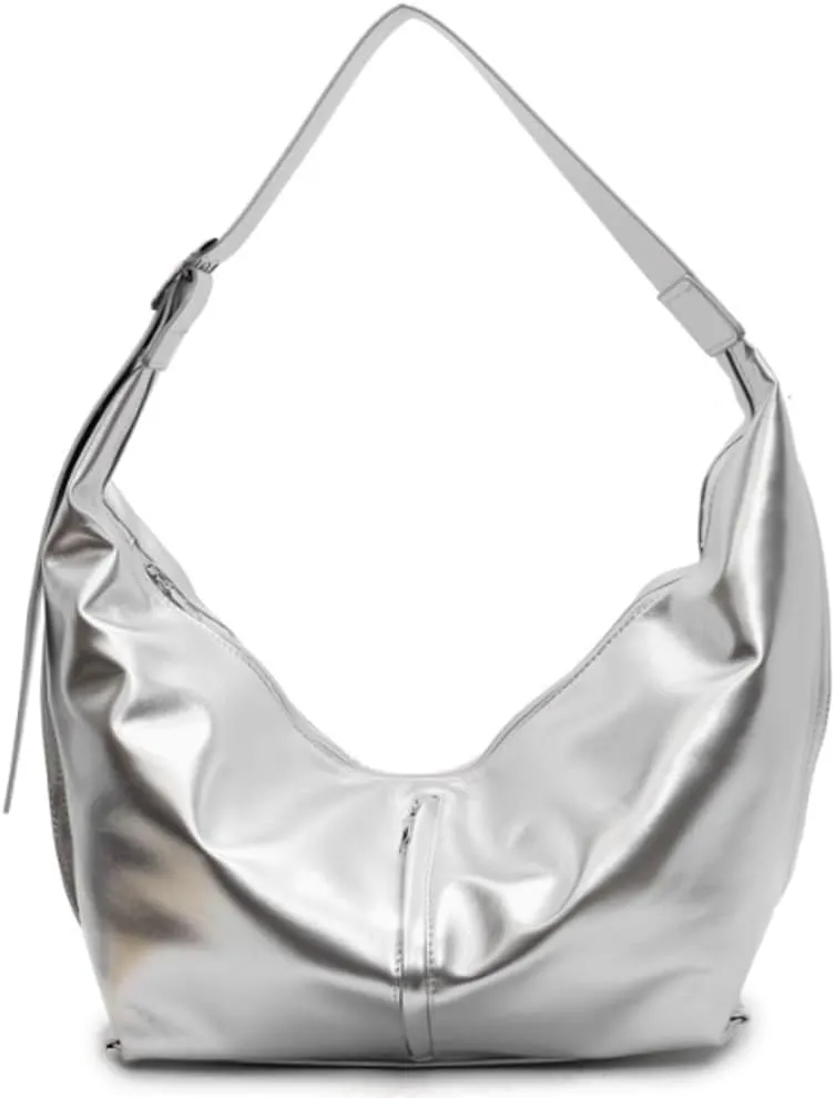 Slouchy PU Leather Crescent Hobo Bags Women Trendy Underarm Shoulder Bag Cute Crossbody Purse Top-Handle Tote Handbag