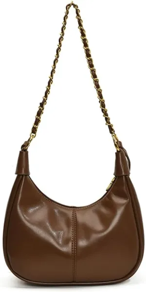 Slouchy PU Leather Hobo Bags Women Trendy Shoulder Bag Crescent Crossbody Phone Purse Cute Satchels Tote Handbag 2024