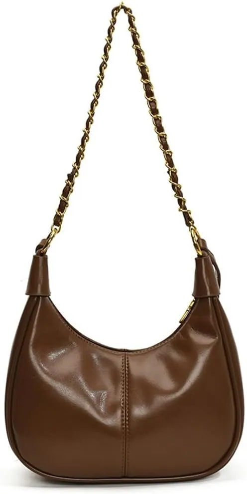 Slouchy PU Leather Hobo Bags Women Trendy Shoulder Bag Crescent Crossbody Phone Purse Cute Satchels Tote Handbag 2024