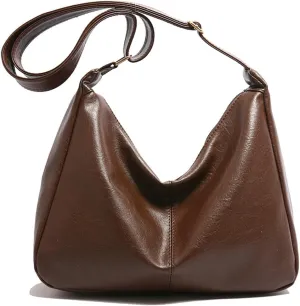 Slouchy PU Leather Hobo Bags Women Trendy Shoulder Bag Crescent Crossbody Purse Cute Satchels Bag Top-handle Tote Handbag