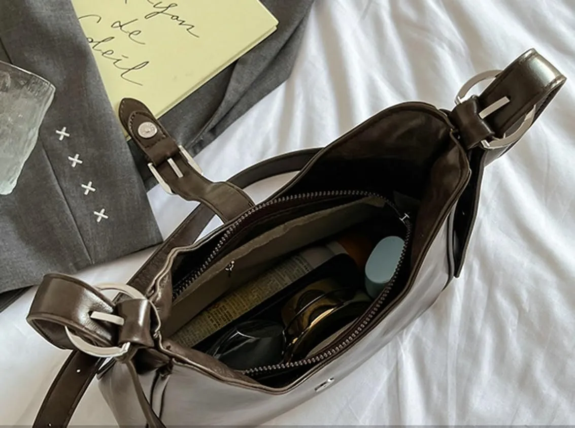 Slouchy PU Leather Hobo Bags Women Trendy Shoulder Bag Crescent Crossbody Purse Cute Top-handle Satchels Bag Tote Handbag