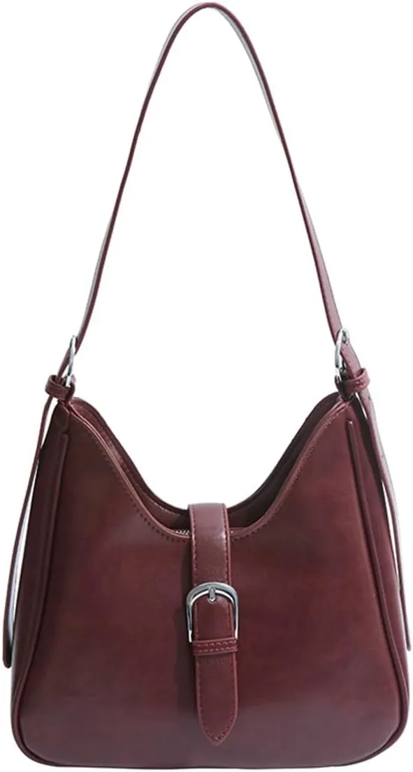 Slouchy PU Leather Hobo Bags Women Trendy Shoulder Bag Crescent Crossbody Purse Cute Top-handle Satchels Bag Tote Handbag