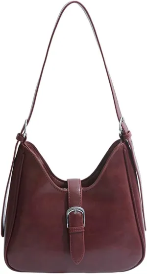 Slouchy PU Leather Hobo Bags Women Trendy Shoulder Bag Crescent Crossbody Purse Cute Top-handle Satchels Bag Tote Handbag
