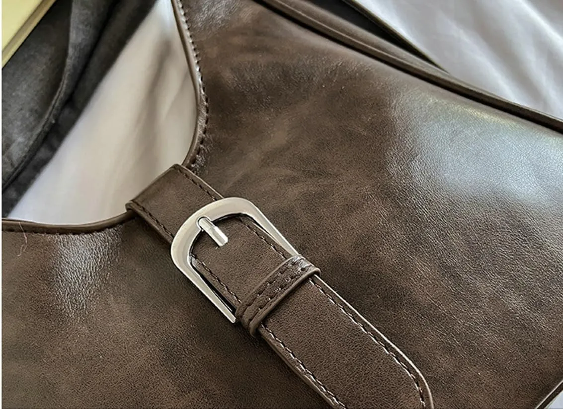 Slouchy PU Leather Hobo Bags Women Trendy Shoulder Bag Crescent Crossbody Purse Cute Top-handle Satchels Bag Tote Handbag