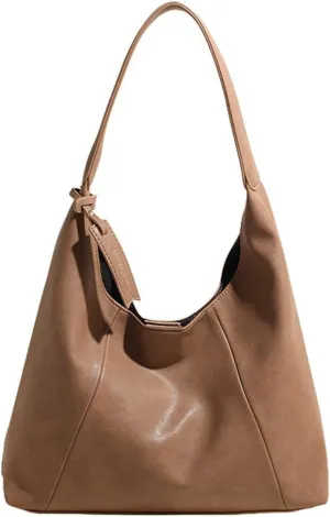 Slouchy PU Leather Hobo Bags Women Trendy Shoulder Bag Crescent Crossbody Purse Satchels Bag Top-handle Tote Handbag