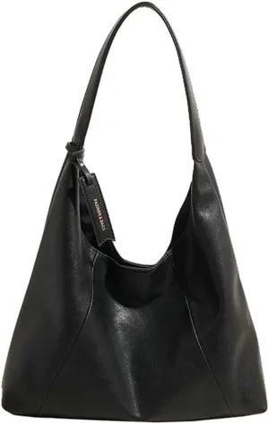 Slouchy PU Leather Hobo Bags Women Trendy Shoulder Bag Crescent Crossbody Purse Satchels Bag Top-handle Tote Handbag