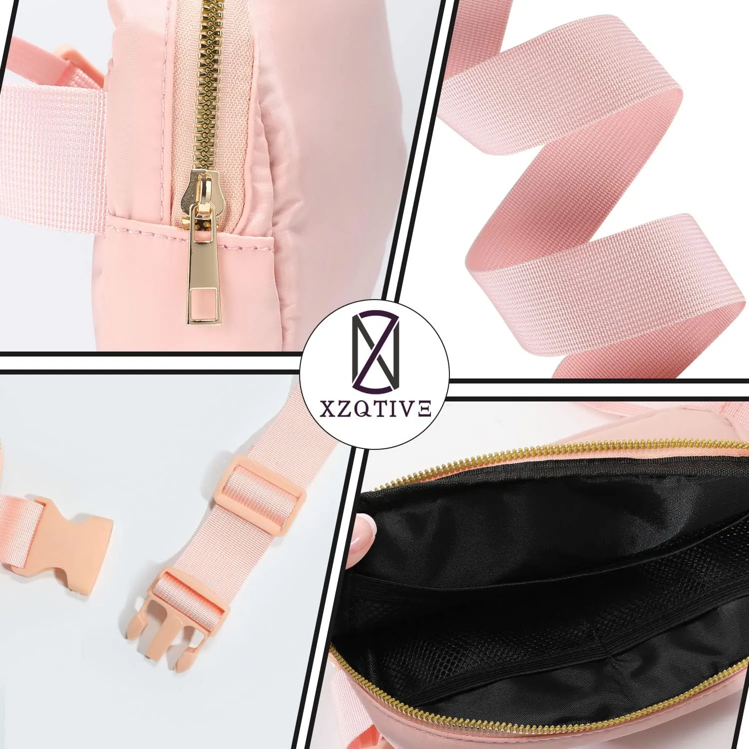 Small Nylon Belt Bag for Women Men Fanny Pack Crossbody Adjustable Strap Sling Chest Bag Bum Hip Waist Bag,pink