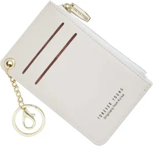 Small Wallets for Women Slim Leather Card Case Holder Wallet Coin Change Purse with Keychain
