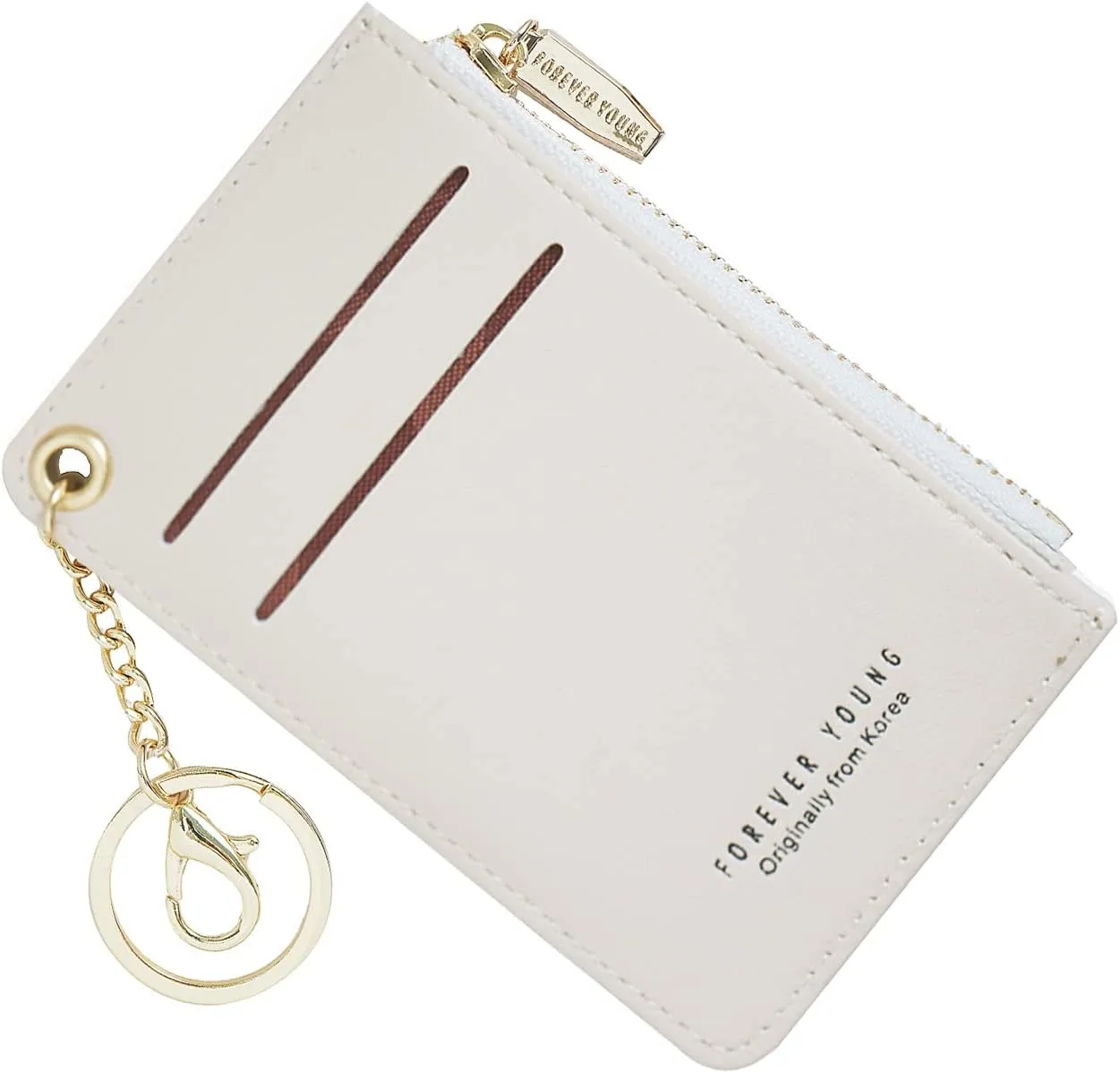 Small Wallets for Women Slim Leather Card Case Holder Wallet Coin Change Purse with Keychain