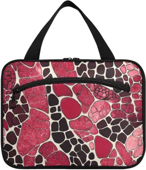 Snake Skin Fur Texture French Art Valentine hanging travel toiletry bag men with hook, designer cute make up bags for travel accessories trip bolsas para maquillaje de mujer M