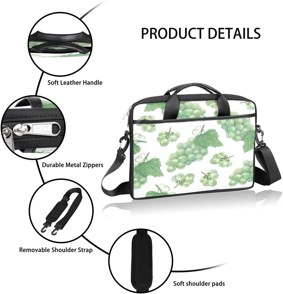 Sparkle Glitte Pattern Laptop Shoulder Messenger Bag Waterproof Laptop Briefcase Handle Padded Strap