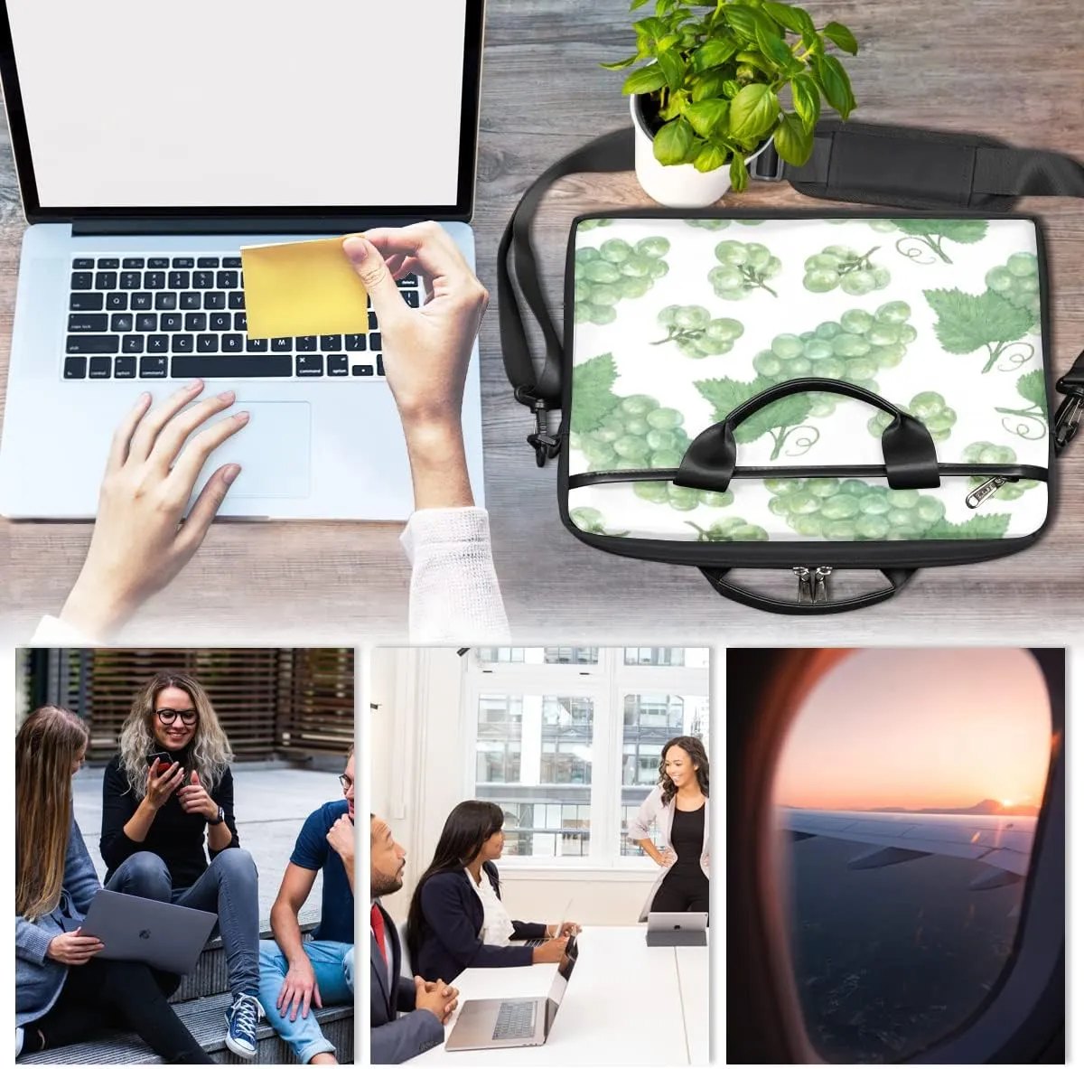 Sparkle Glitte Pattern Laptop Shoulder Messenger Bag Waterproof Laptop Briefcase Handle Padded Strap