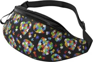 Sport Waist Bag For Men Women-Colorful Autism Awareness Fanny Pack-Casual Bum Bags Hiking Running Belt Bags