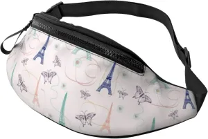 Sport Waist Bag For Men Women Colorful Eiffel Tower Butterflies Fanny Pack Casual Bum Bags Hiking Running Belt Bags