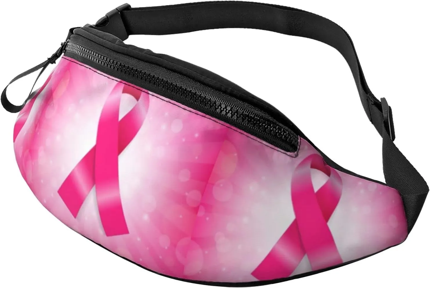 Sport Waist Bag For Men Women-Pink Breast Cancer Ribbon Fanny Pack-Casual Bum Bags Hiking Running Belt Bags