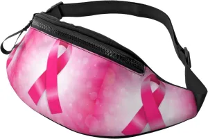 Sport Waist Bag For Men Women-Pink Breast Cancer Ribbon Fanny Pack-Casual Bum Bags Hiking Running Belt Bags