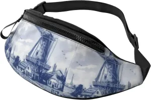 Sport Waist Bag For Men Women-Vintage Dutch Windmill Fanny Pack-Casual Bum Bags Hiking Running Belt Bags