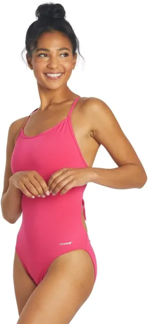 Sporti Tie Back Women's Athletic One Piece Swimsuits - Hydrolast Technology Bathing Suit Competitive Swimsuit Women