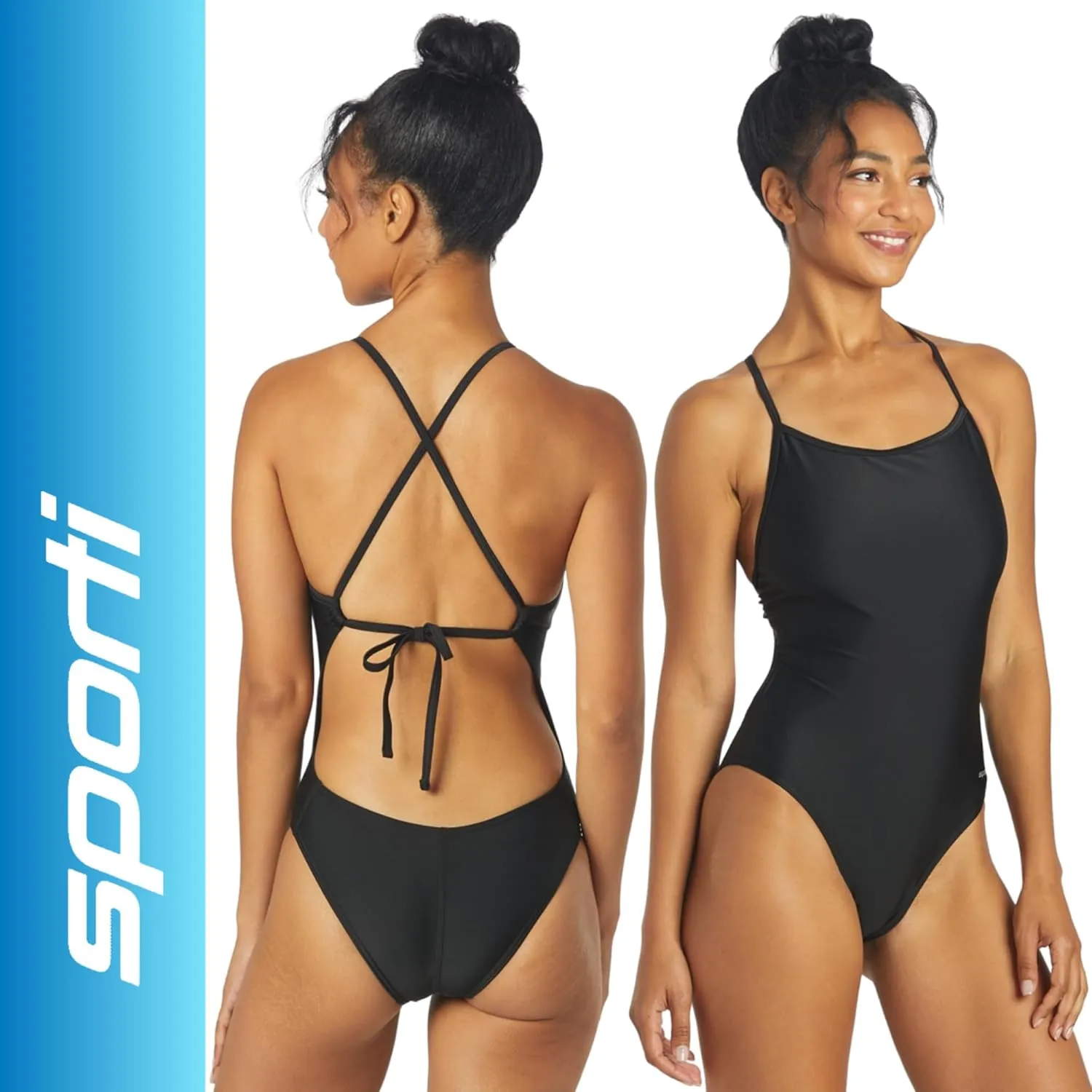 Sporti Tie Back Women's Athletic One Piece Swimsuits - Slimming Bathing Suit for Swimmers - Competitive Swimsuit Women