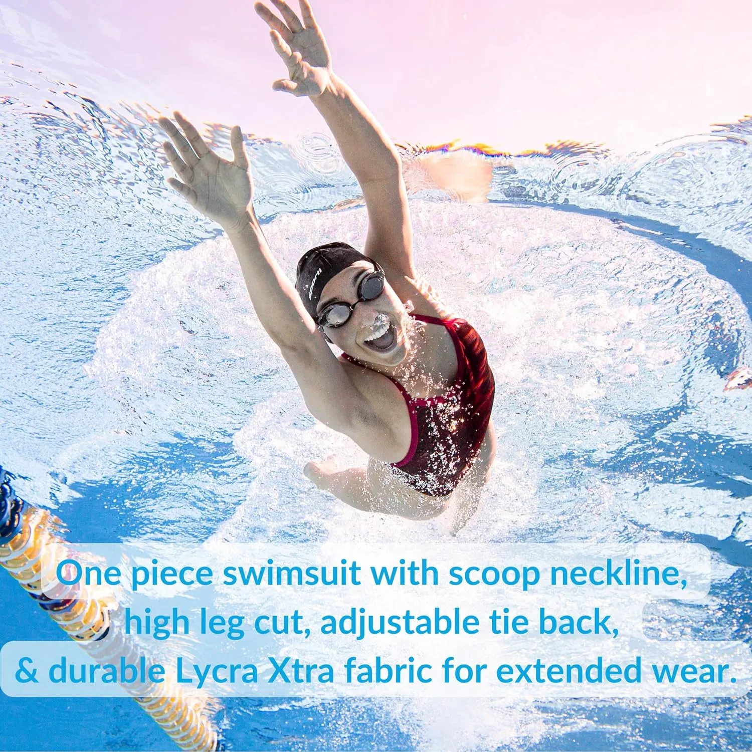 Sporti Tie Back Women's Athletic One Piece Swimsuits - Slimming Bathing Suit for Swimmers - Competitive Swimsuit Women
