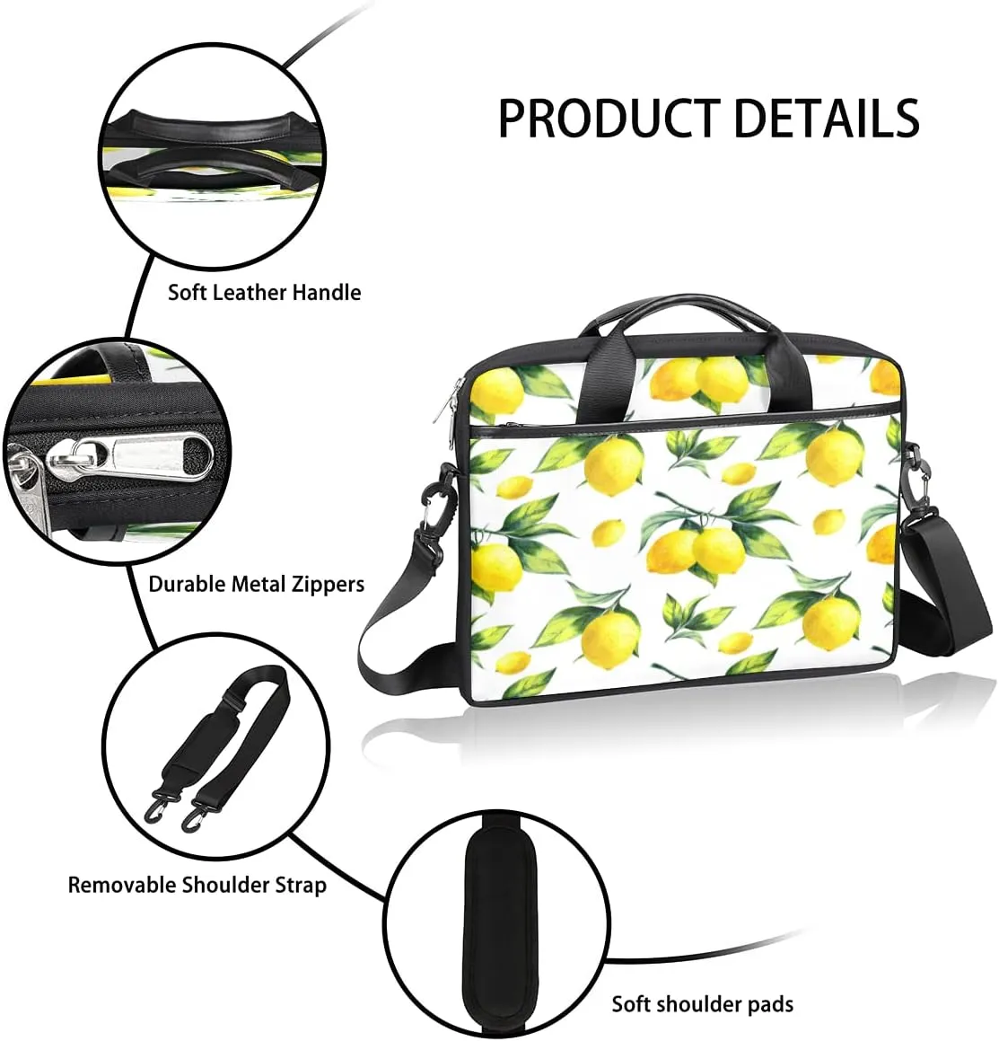 Spring Flowers Laptop Shoulder Messenger Bag Waterproof Laptop Briefcase with Handle and Padded Strap Case Sleeve